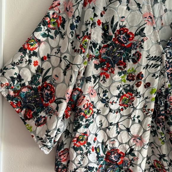 Maeve Multicolored Velvet Detail Umi Floral Wrap Blouse Small - Picture 4 of 11